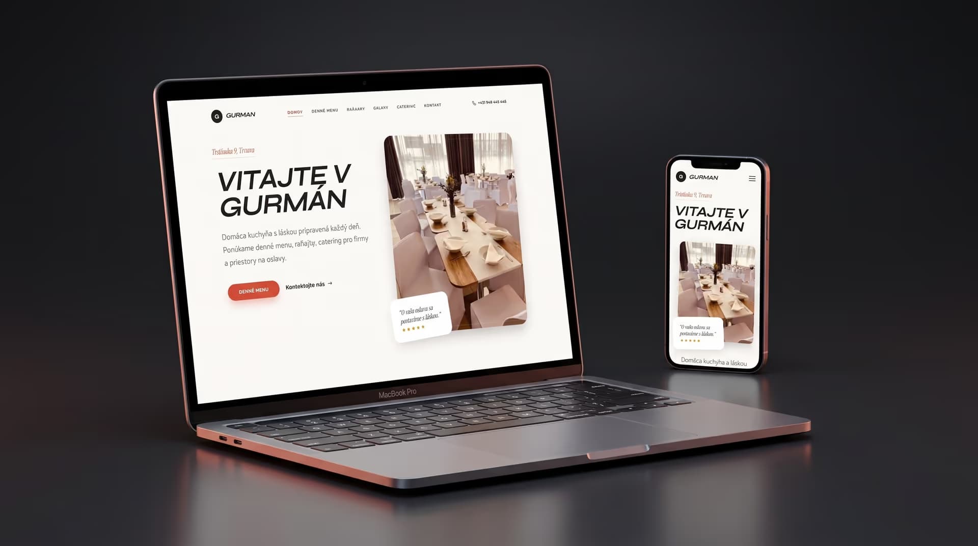 Web pre reštauráciu s denným menu